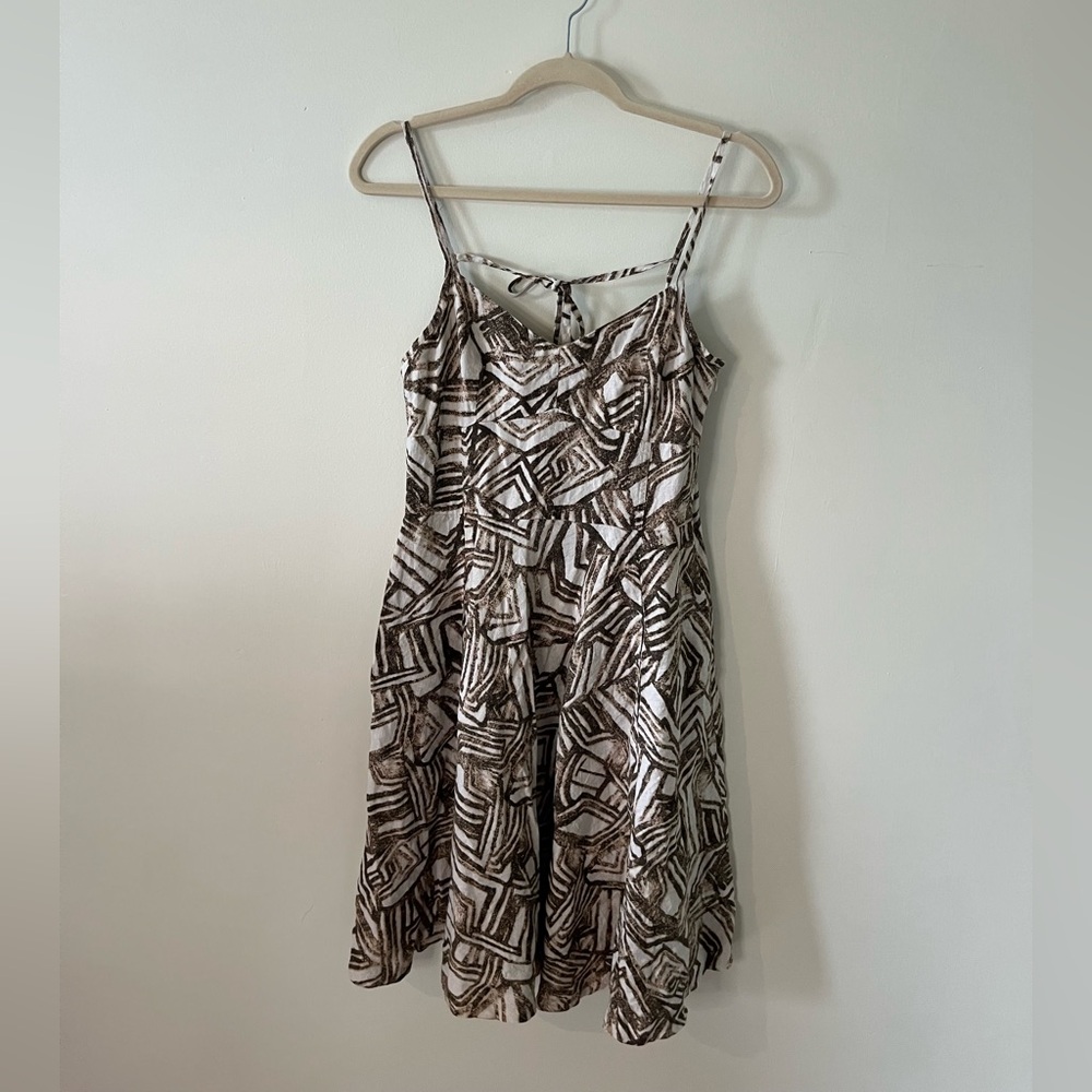 Banana Republic Abstract Brown and White Dress